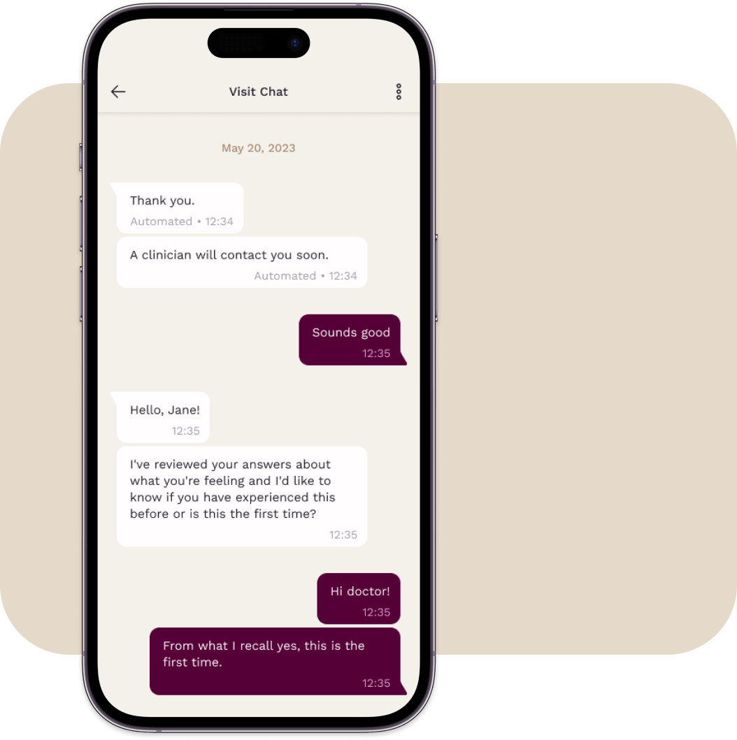 Intelligent Chat screenshot from the Sigma patient app