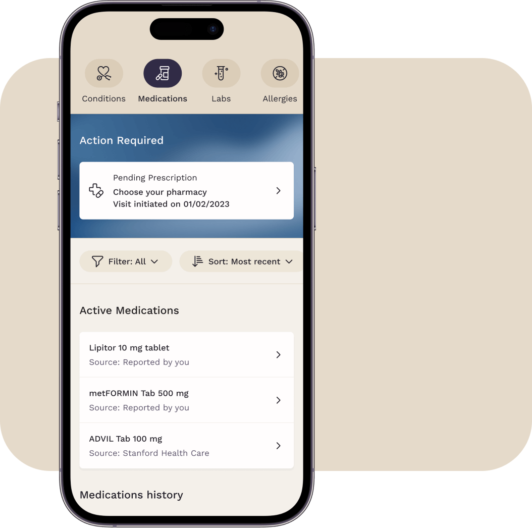 Manage Your Health Data screenshot from the Sigma patient app